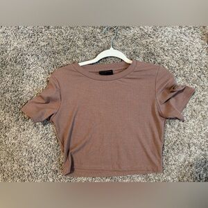brand new white fox boutique (size L fits more like medium) crop top , mocha